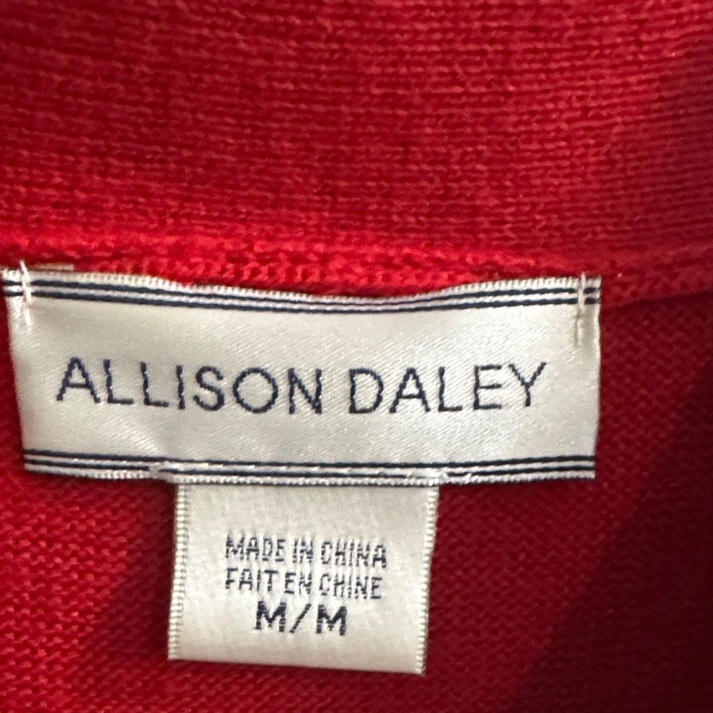 Allison Daley Red V-Neck Sweater with Tie Detail size M - Picture 3 of 8